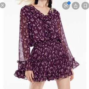 MISA Los Angeles Floral Purple Mini Smock dress S